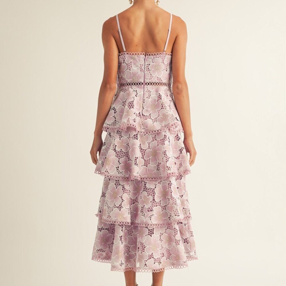 Arose Studio, Inc. Eartha Tiered Lace Midi Dress – Lavender – XL – NWT - Picture 4 of 4